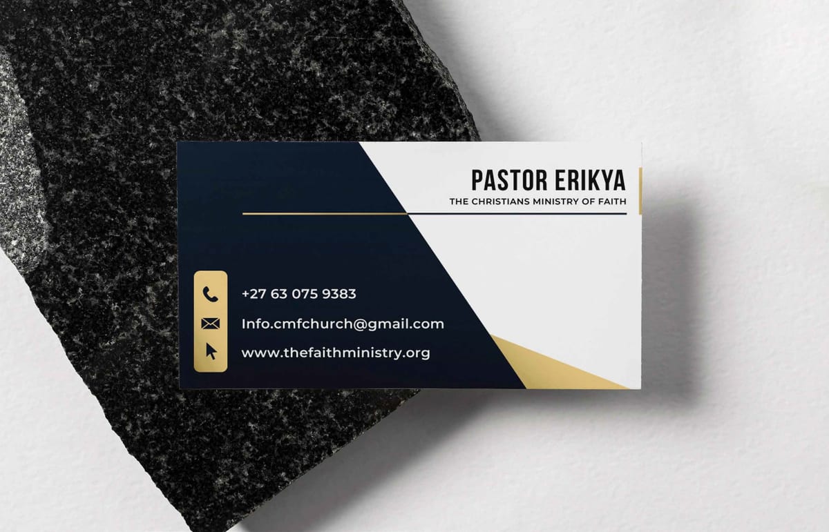 Business card design mockup for a ministry brand