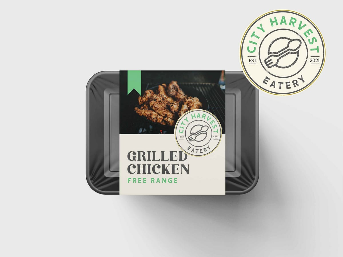 Grilled chicken food packaging design mockup